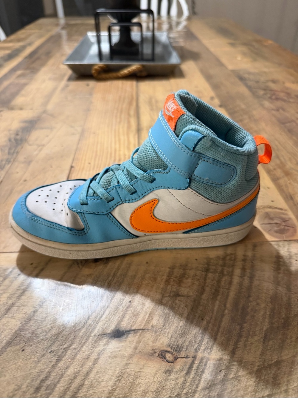 Nike Court Borough Mid 2 (Aquarius Blue / White / Total Orange) 2Y - Picture 5 of 8